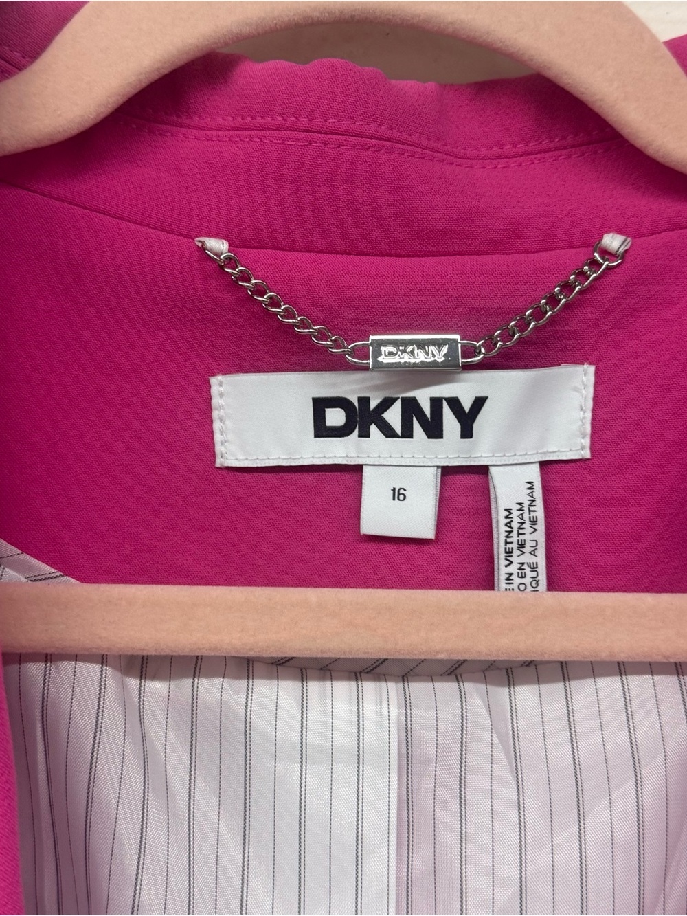 NWT DKNY Ruched 3/4 Sleeve Blazer Pink Size 16 - Picture 6 of 8